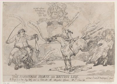 The Hanoverian Horse and British Lion, March 31, 1784 by Thomas Rowlandson