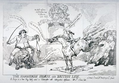 The Hanoverian Horse and British Lion, 1784 by Thomas Rowlandson