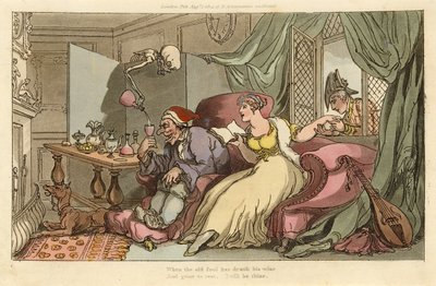 The Honeymoon, from The English Dance of Death, pub. 1816 (hand coloured engraving) by Thomas Rowlandson