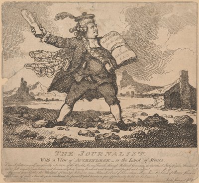 The Journalist, with a view of Auchinleck or the Land of Stones by Thomas Rowlandson