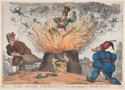 The Mock Phoenix!!! Or a Vain Attempt to Rise Again, December 10, 1813 by Thomas Rowlandson