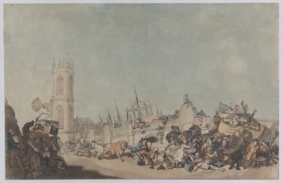The Overdrove Ox (Mad Bull on Westminster Bridge) by Thomas Rowlandson