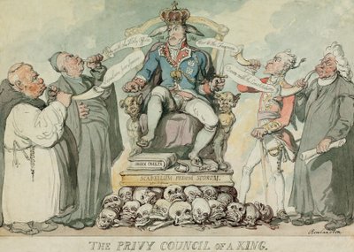 The Privy Council of a King, pub. 1815 by Thomas Rowlandson