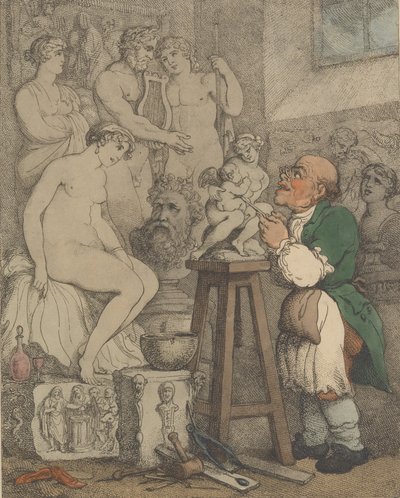 The Sculptor [Preparations for the Academy, Old Joseph Nollekens and his Venus] by Thomas Rowlandson