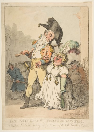 The Successful Fortune Hunter, or Captain Shelalee Leading Miss Marrowfat to the Temple by Thomas Rowlandson