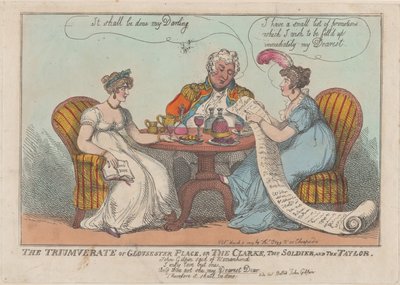 The Triumverate of Gloucester Place, or The Clarke, The Soldier, and The Taylor by Thomas Rowlandson