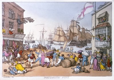 The District of Portsmouth, Cartoon Describing the Activities of This English Port by Thomas Rowlandson