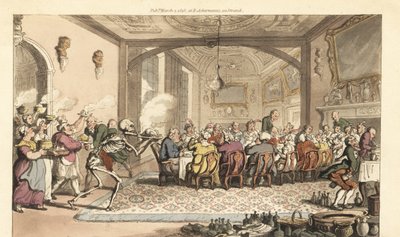 Death Brings a Fatal Dish to a Gluttonous Feast by Thomas Rowlandson