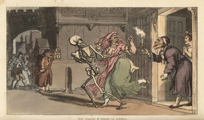 The Skeleton of Death Carries Off a Virago from a House by Thomas Rowlandson