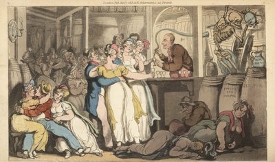 Death Pouring Vitriol and Aqua Fortis into Barrels in a Gin Bar by Thomas Rowlandson