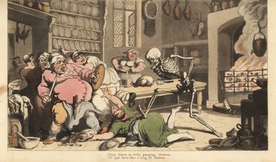 Death Stabs a Fat Cook with a Skewer by Thomas Rowlandson