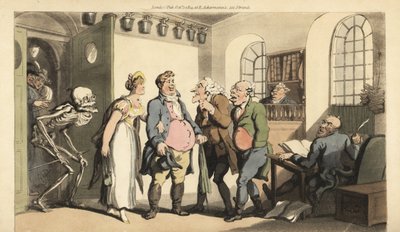 Death Surprises Ned Freeman at the Insurance Office by Thomas Rowlandson