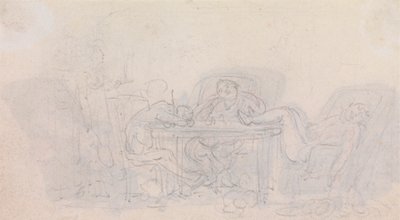 Three Sportsmen Sleeping at the Table in Their Chairs by Thomas Rowlandson