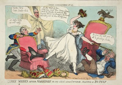 Three Weeks after Marriage, or the Great little Emperor playing Bo-Peep by Thomas Rowlandson