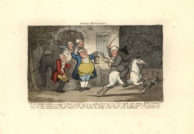 Tipsy Man Riding a Horse Facing the Tail by Thomas Rowlandson