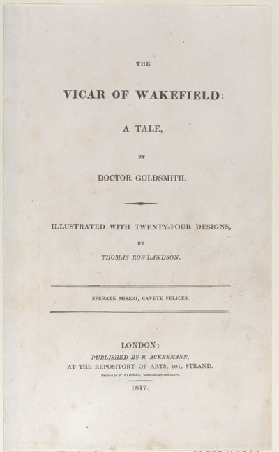 Title page, from The Vicar of Wakefield, 1817 by Thomas Rowlandson