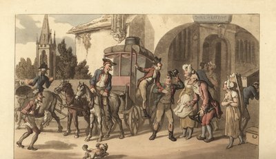 Young English Gentleman Arriving at a French Posthouse by Thomas Rowlandson