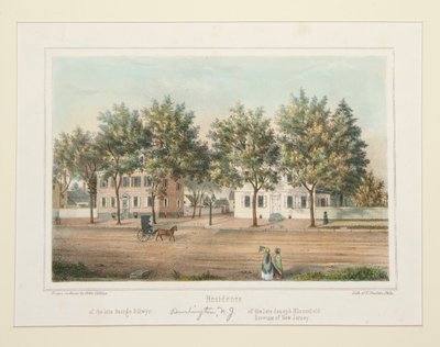 Residence of the Late George Dillwyn of the Late Joseph Bloomfield (Burlington, NJ), from 14 Views of Burlington by Thomas S. Sinclair