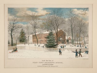 West-Town Boarding School (south east view), Chester Co., Pa. by Thomas S. Sinclair
