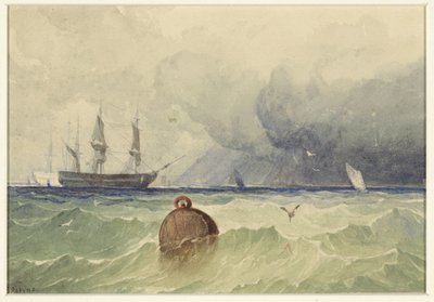 Three-Masters Anchored in Heavy Weather by Thomas Sewell Robins