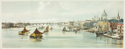 Blackfriars, from Southwark Bridge, Plate Six from Original Views of London as It Is by Thomas Shotter Boys