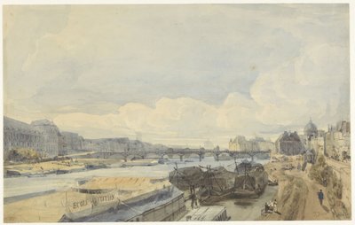 View over the Seine at the Pont des Arts by Thomas Shotter Boys