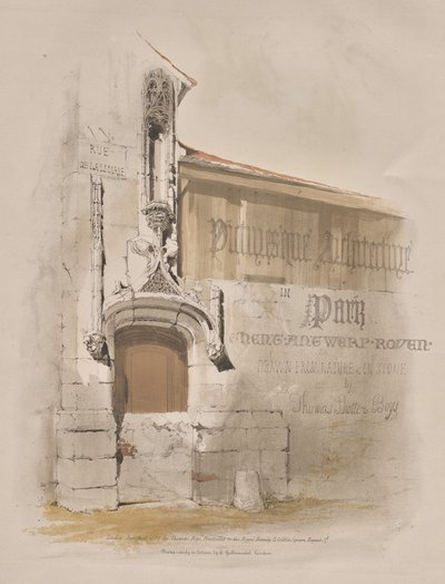 Picturesque Architecture in Paris, Ghent, Antwerp, Rouen: Rue de La Licorne by Thomas Shotter Boys
