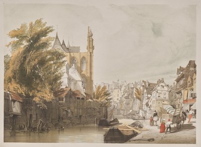 Picturesque Architecture in Paris, Ghent, Antwerp, Rouen: Rue du Rivage, Abbeville, France by Thomas Shotter Boys