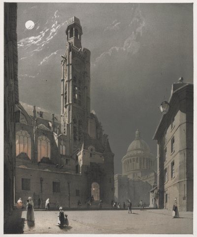 Picturesque Architecture in Paris, Ghent, Antwerp, Rouen: St. Etienne du Mont and the Pantheon, Paris by Thomas Shotter Boys