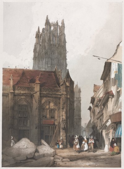 Picturesque Architecture in Paris, Ghent, Antwerp, Rouen: St. Laurent, Rouen, France by Thomas Shotter Boys