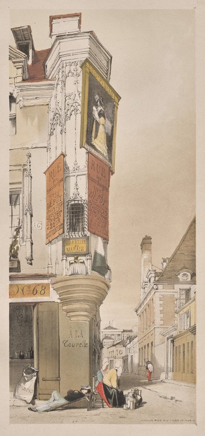 Picturesque Architecture in Paris, Ghent, Antwerp, Rouen: Vieille Rue du Temple, Paris by Thomas Shotter Boys