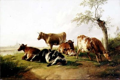 Cattle in a Landscape by Thomas Sidney Cooper