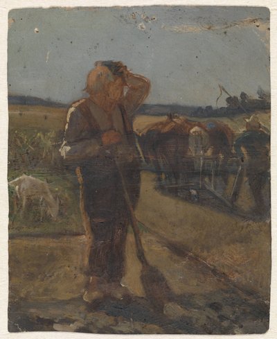 Farmer Standing with a Shovel on the Land by Thomas Simon Cool