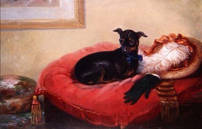 Her Favourite Pet: A Manchester Terrier on a Red Cushion by Thomas Smythe
