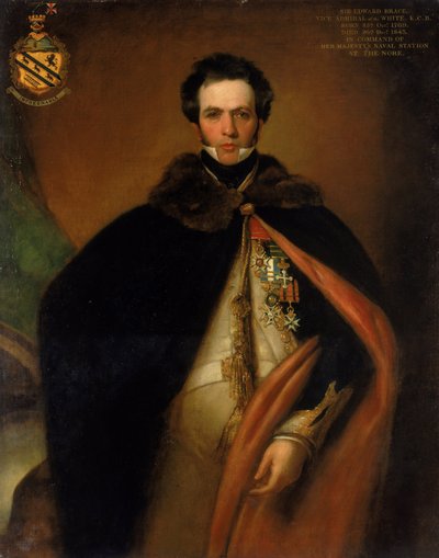 Portrait of Captain Sir Edward Brace (ca. 1769-1843), who distinguished himself in the British Navy on the Mediterranean fronts, during the French and Napoleonic Revolutionary Wars by Thomas Stewardson