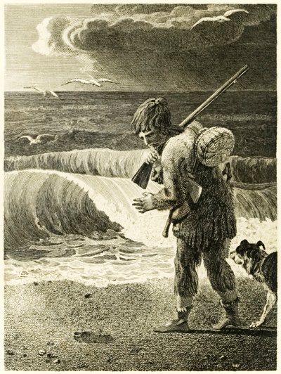 Robinson Crusoe Discovers the Print of a Man’s Foot from The Life and Strange Surprising Adventures of Robinson Crusoe, or York, Mariner by Daniel Defoe by Thomas Stothard
