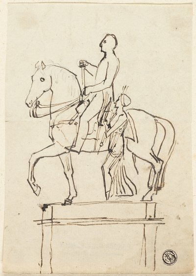 Sculpture of a Horseman Accompanied by Standing Woman by Thomas Stothard