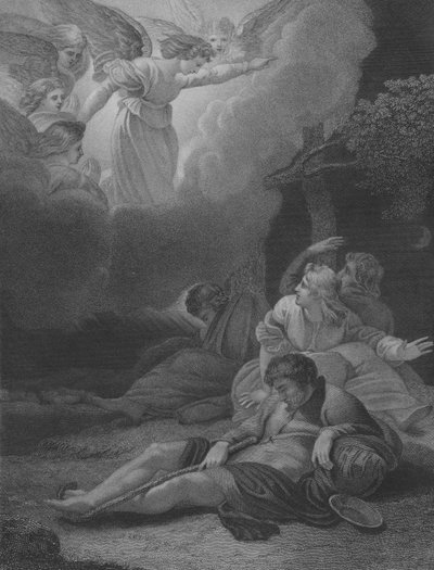 The Angels Appearing to the Shepherds, St Luke 2, Verse 8-21 by Thomas Stothard
