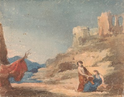 Figures Among Ruins on Hill by Thomas Sully