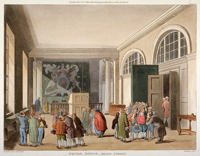 Interior of the Excise Office, Old Broad Street, City of London, 1810 by Thomas Sutherland
