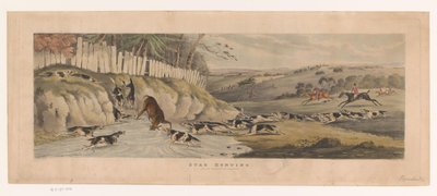 Pack of Foxhounds Chasing a Deer into a Pool by Thomas Sutherland