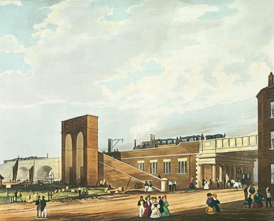 Entrance into Manchester Across Water Street, engraved by Henry Pyall, published by Ackermann and Co., 1831 by Thomas Talbot Bury
