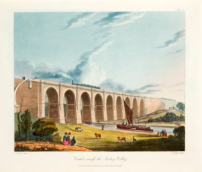 Viaduct across the Sankey Valley, Warrington, Cheshire by Thomas Talbot Bury