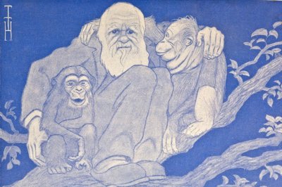 1909 Cartoon Darwin with Monkey (Detail) by Thomas Theodor Heine