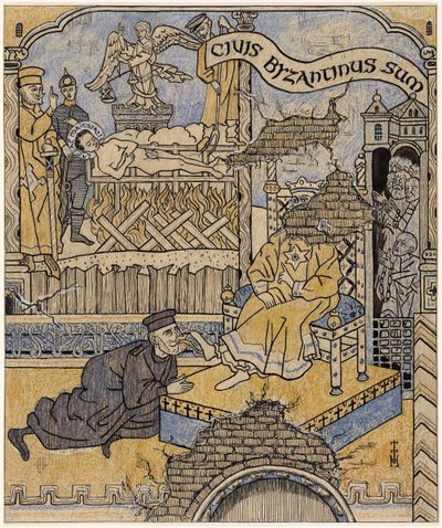 The Rediscovered Mural in the Palace of Justice in Byzantium; Simplicissimus V/34 by Thomas Theodor Heine