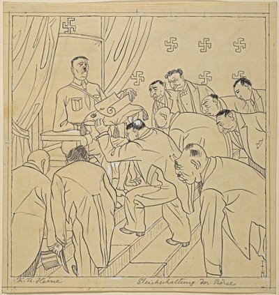 Synchronization of the Stock Exchange; Simplicissimus XXXV/36, 1930 by Thomas Theodor Heine