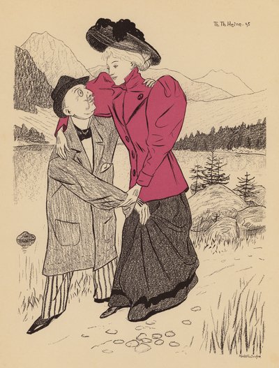 Newlywed Couple on Their Honeymoon by Thomas Theodor Heine