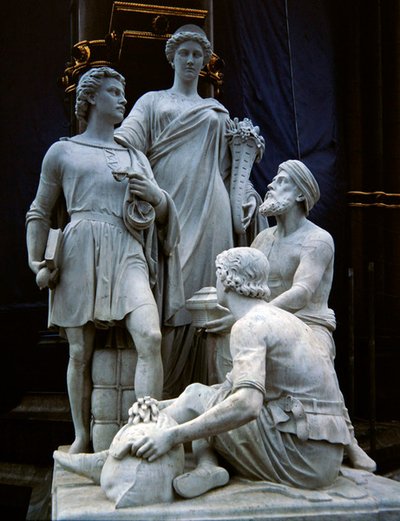 Commerce, sculpture group from the Albert Memorial, completed in 1876 by Thomas Thornycroft
