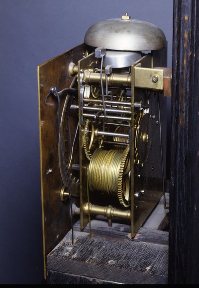(detail) of a Charles II Roman striking month-going longcase clock, 1675 by Thomas Tompion
