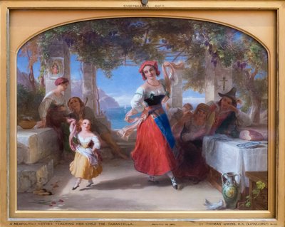An Italian mother teaching her child the tarantella by Thomas Uwins